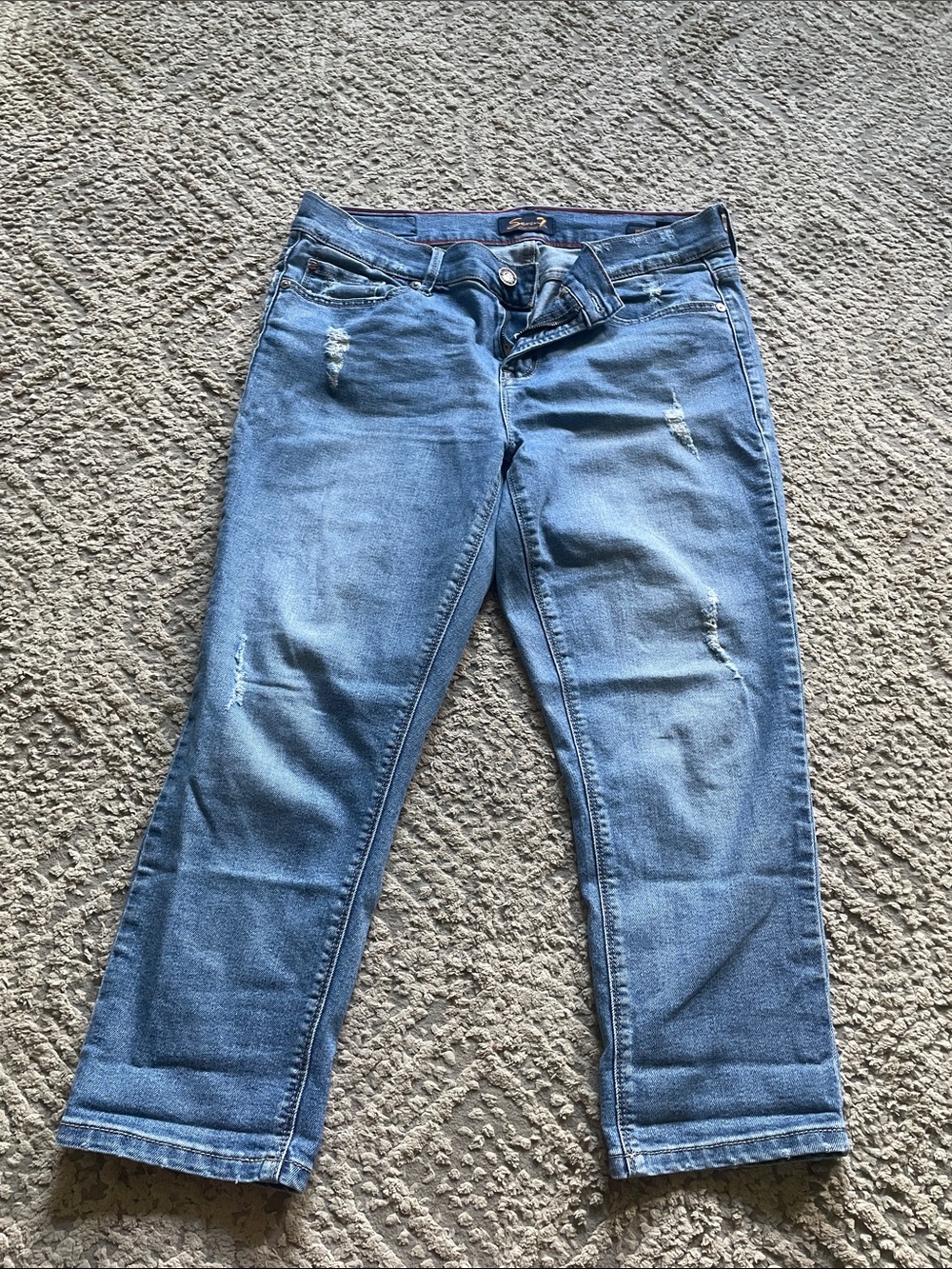 Seven7 Light Blue Distressed Boyfriend Jeans